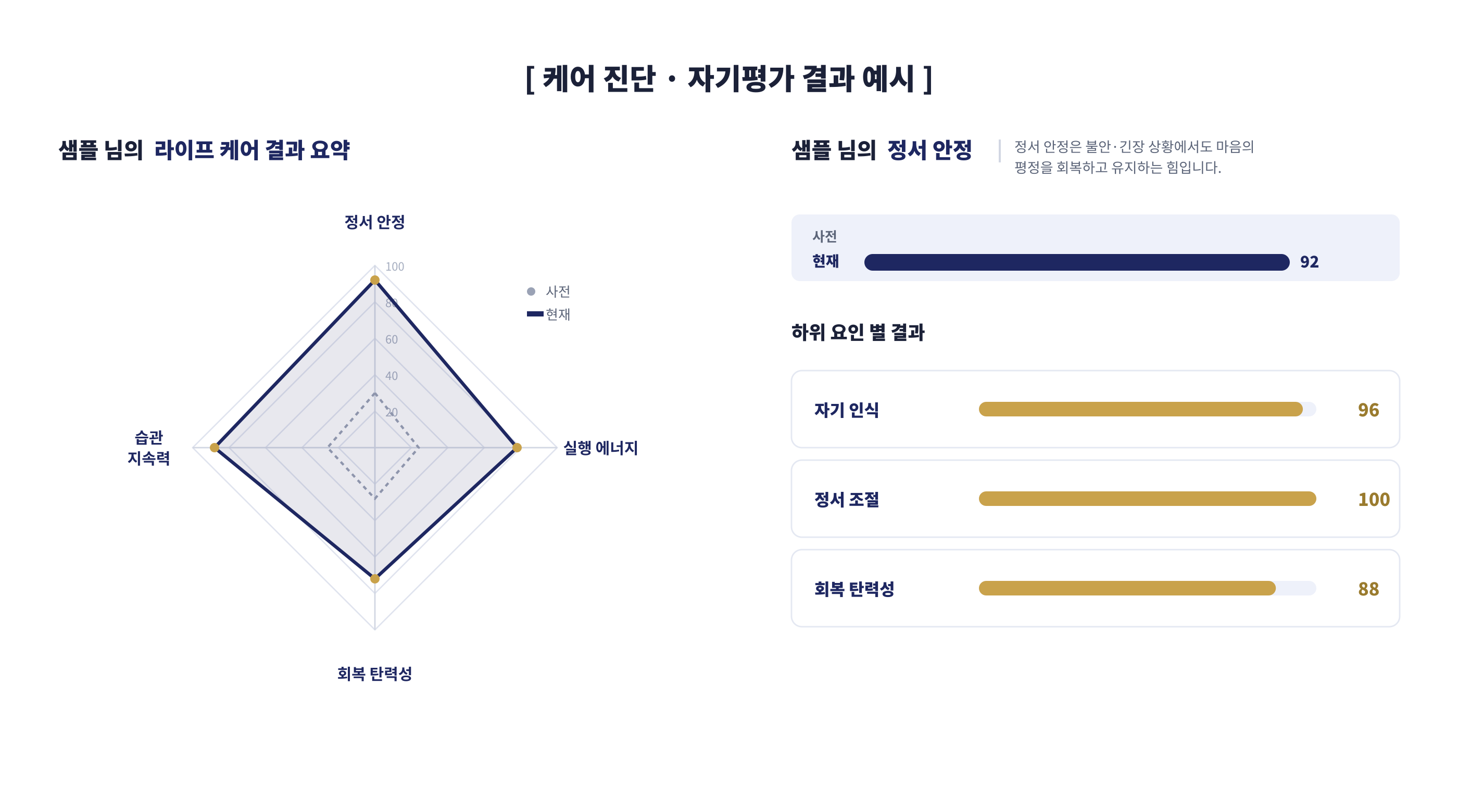 라이프 케어 진단 결과 예시