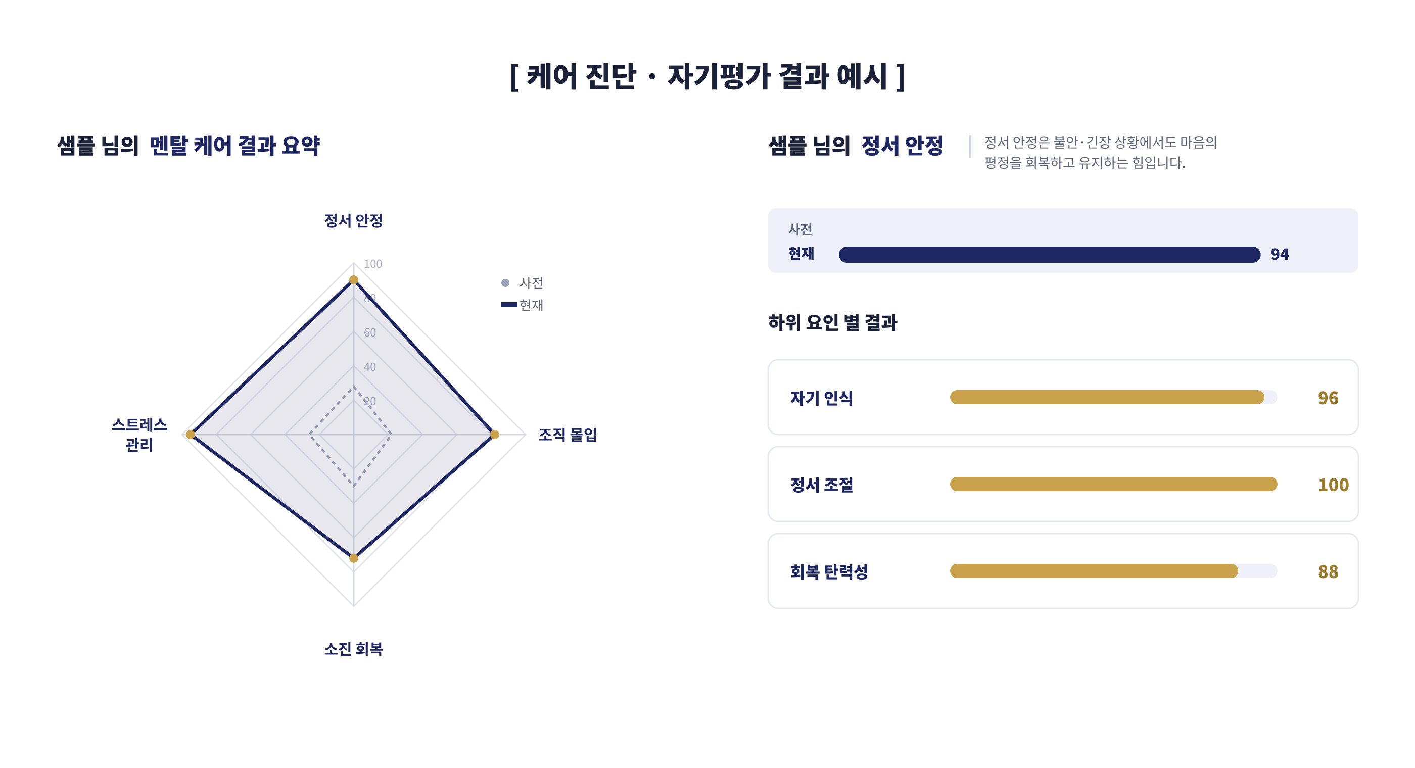 케어 진단·자기평가 결과 예시